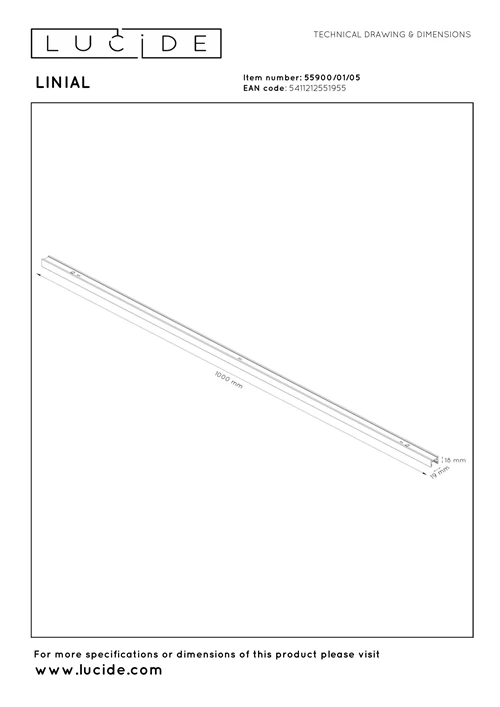 Lucide Premium LINIAL Aufbauschiene - 1-Phasen Stromschiene / Schienensystem - 1 Meter- Champagne - technisch